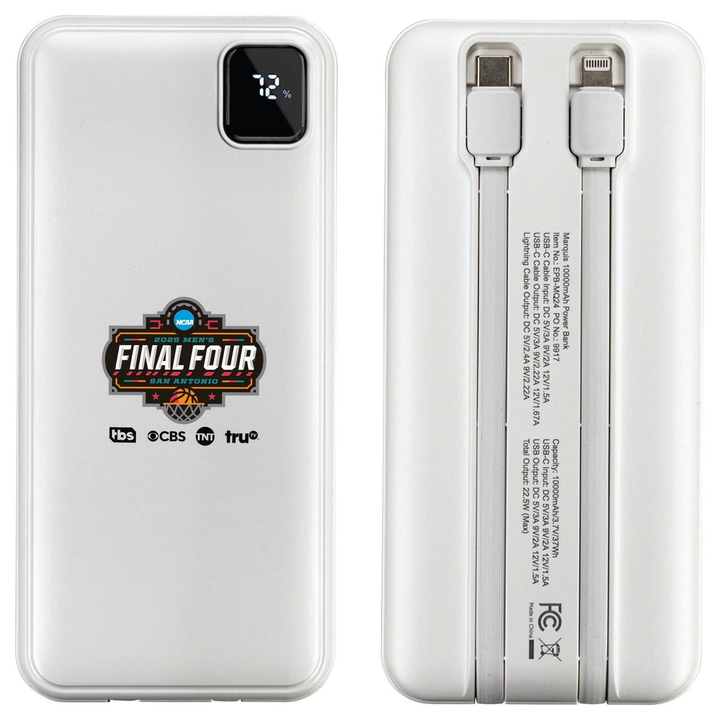 Final Four 10,000 MaH Powerbank with Cords